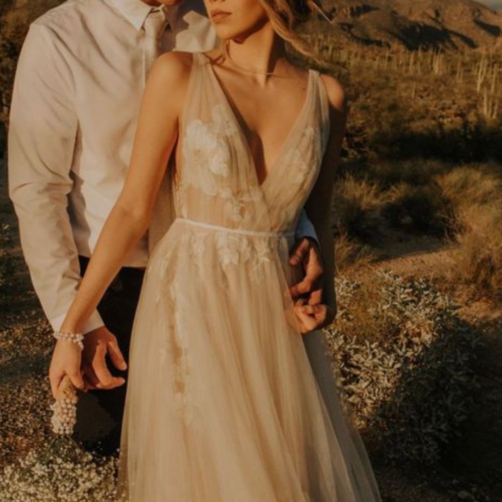 Unaltered Lainie Wedding Dress Willowby by Watters in Syrah